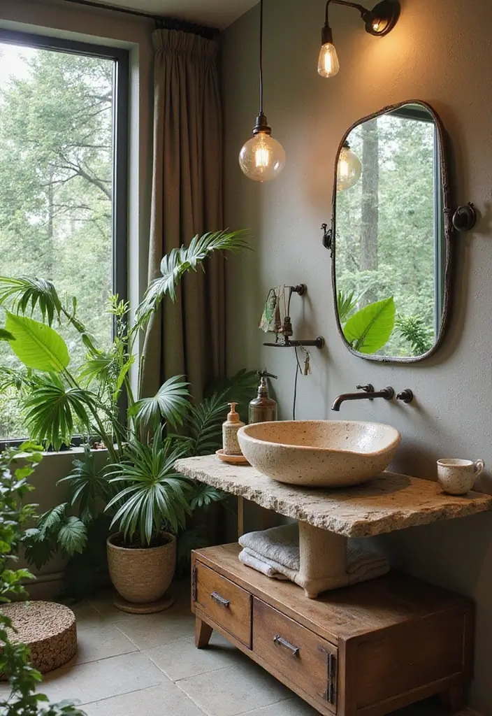 28 Cool Sinks Bathroom Designs That Stand Out - 13. Nature-Inspired Sinks