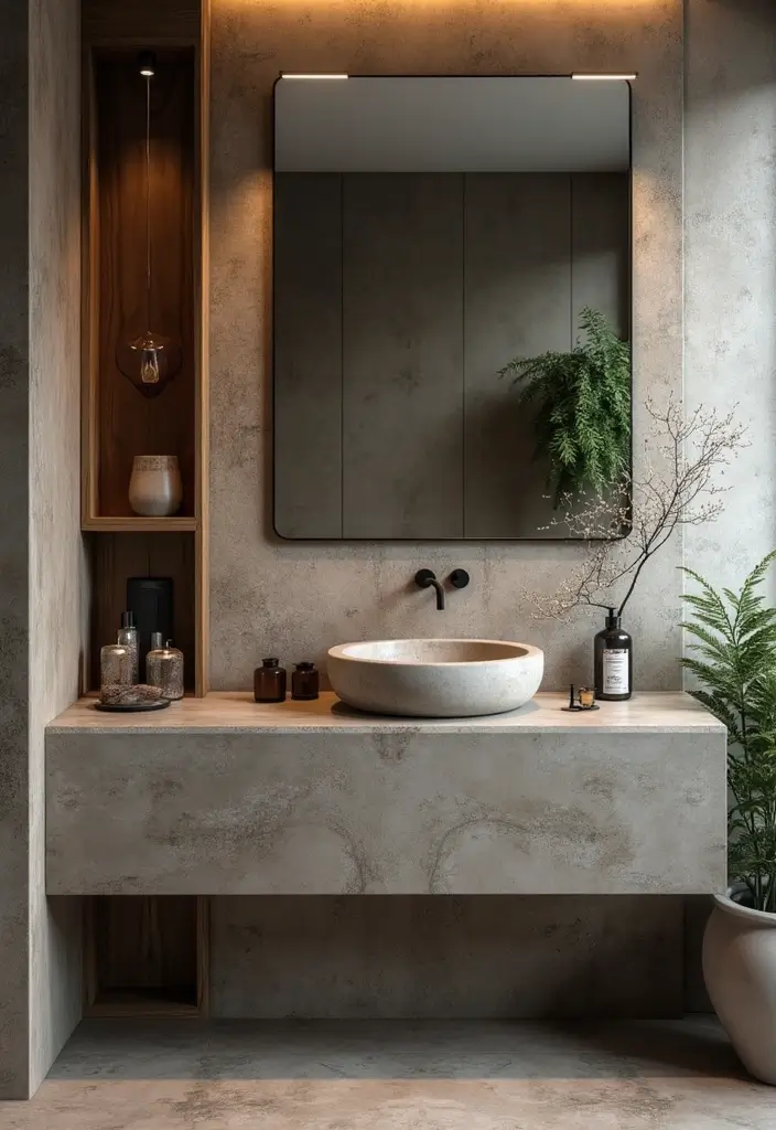 28 Cool Sinks Bathroom Designs That Stand Out - 14. Stylish Poured Concrete Sinks