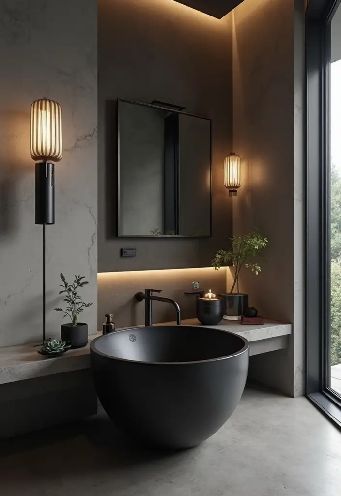 28 Cool Sinks Bathroom Designs That Stand Out - 21. The Bold Statement in Black