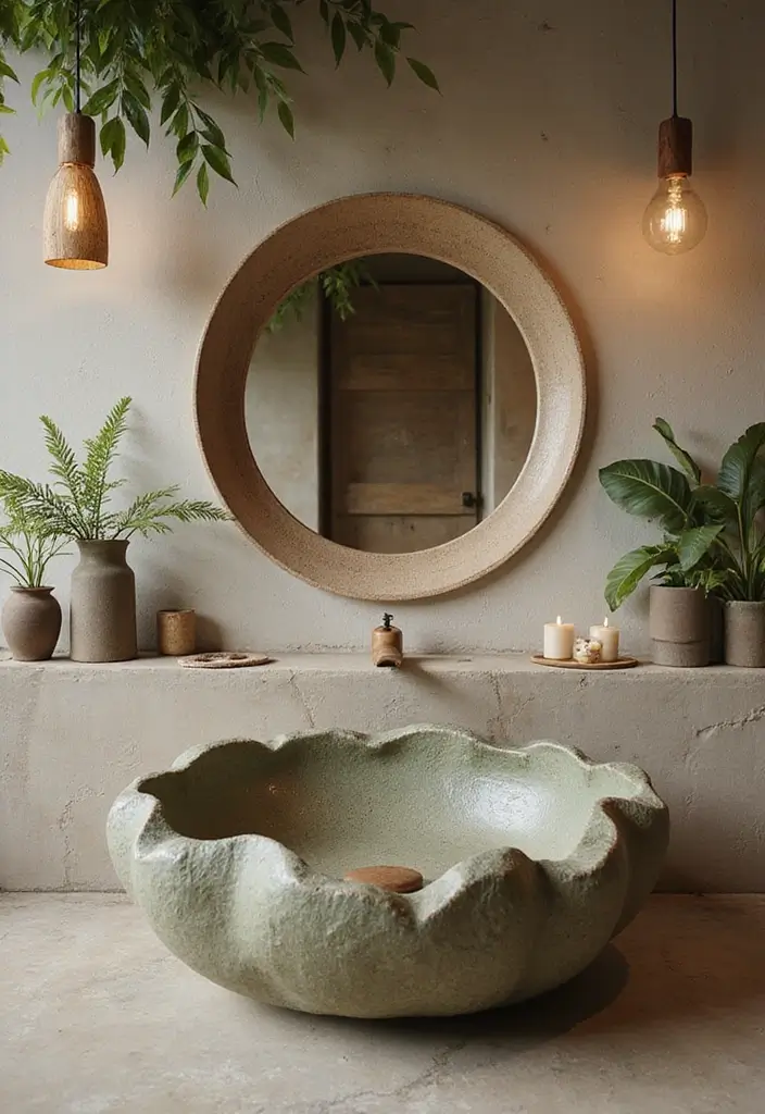 28 Cool Sinks Bathroom Designs That Stand Out - 24. Inspirational Nature-Themed Sinks