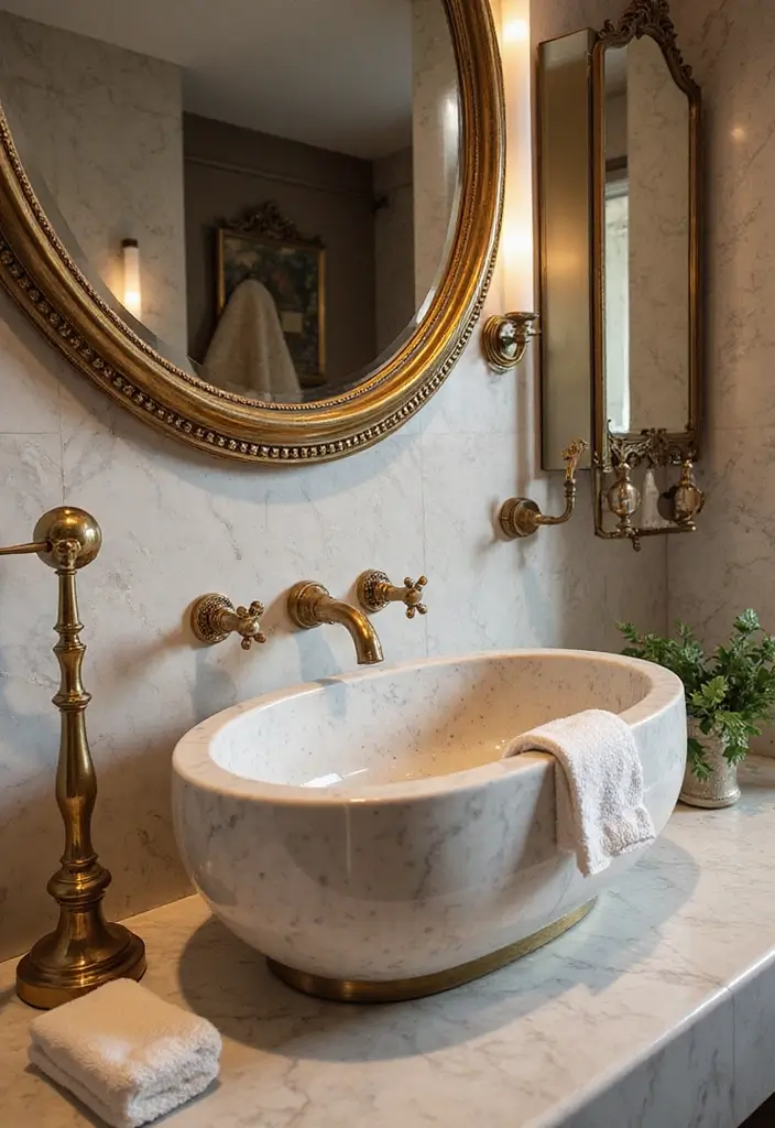 28 Cool Sinks Bathroom Designs That Stand Out - 25. Luxurious Marble Sinks
