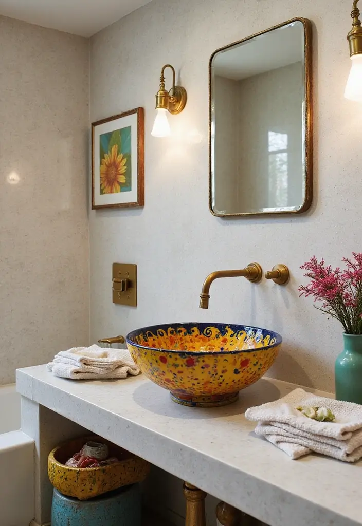 28 Cool Sinks Bathroom Designs That Stand Out - 8. Colorful Ceramic Sinks