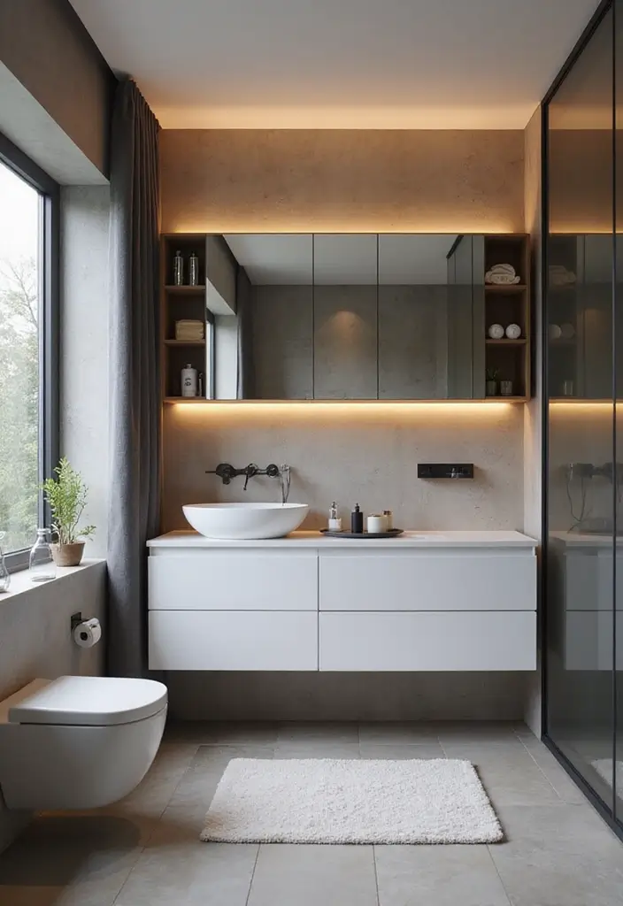 28 Modern Bathroom Cabinet Ideas That Elevate Storage - 20. Smart Technology Integration