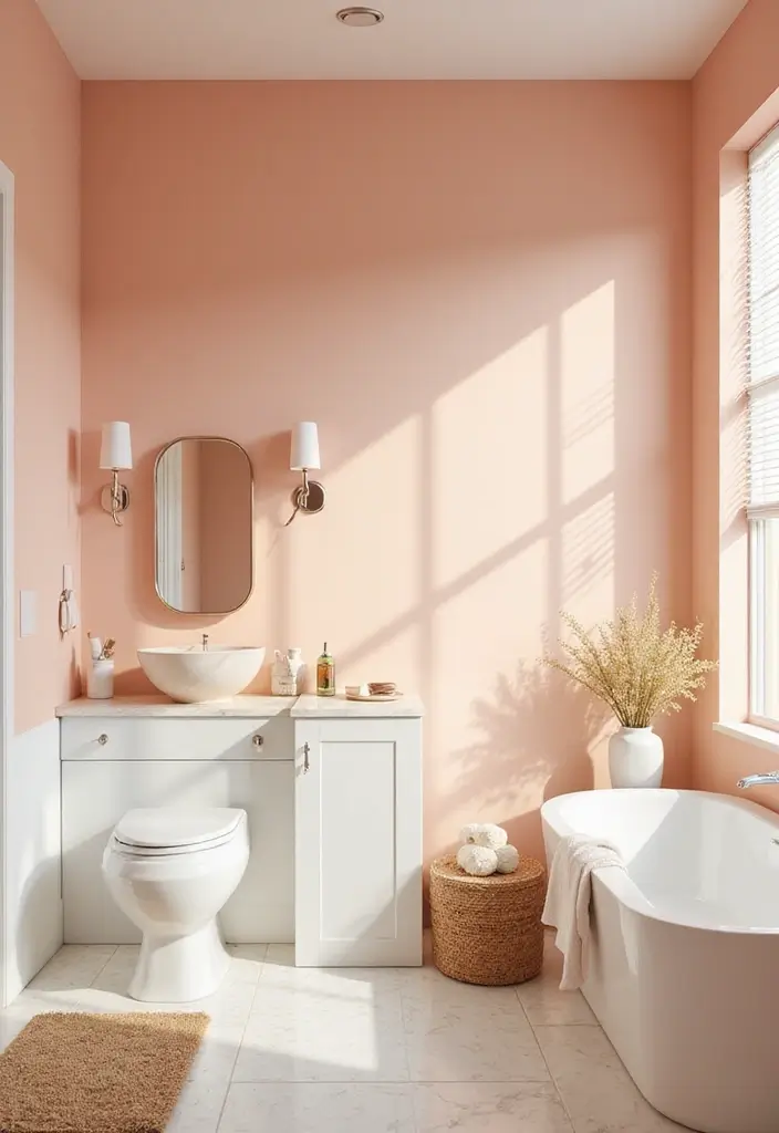28 Paint Colors for Bathroom That Set the Mood - 15. Soft Peach
