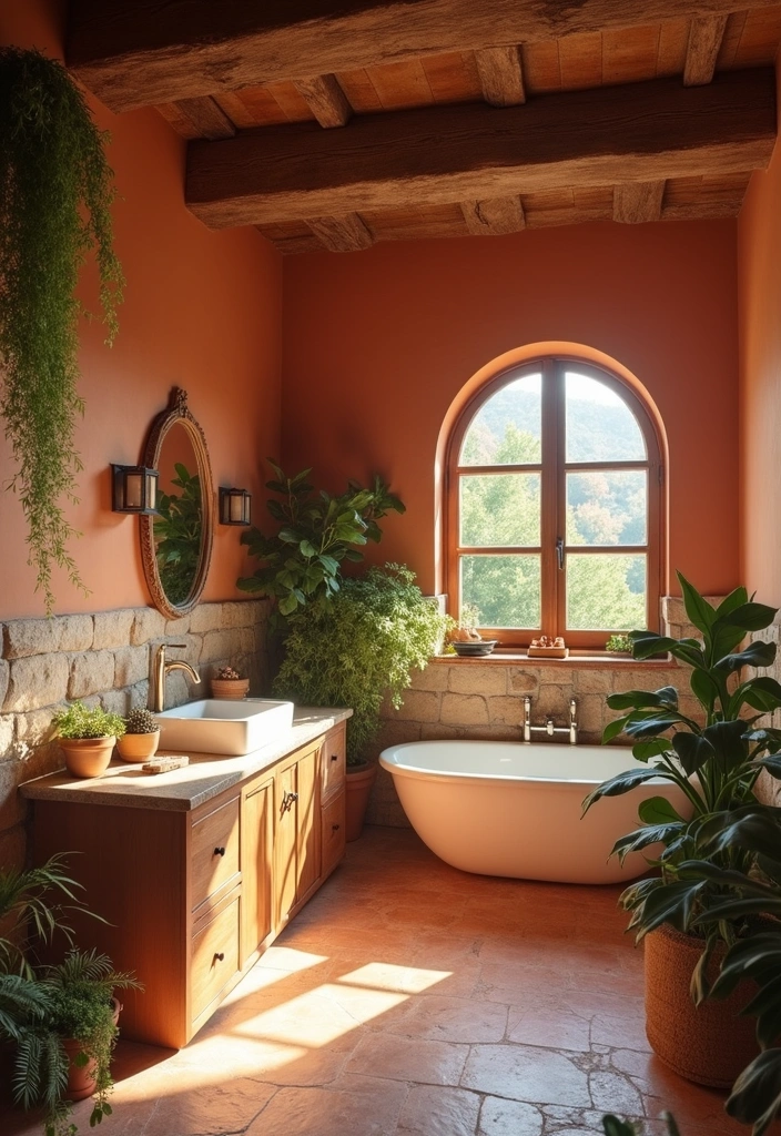 28 Paint Colors for Bathroom That Set the Mood - 3. Rustic Terracotta