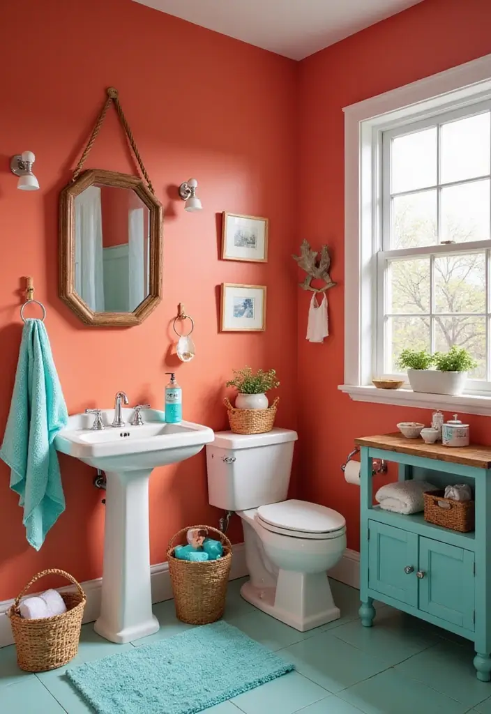 28 Paint Colors for Bathroom That Set the Mood - 7. Bright Coral