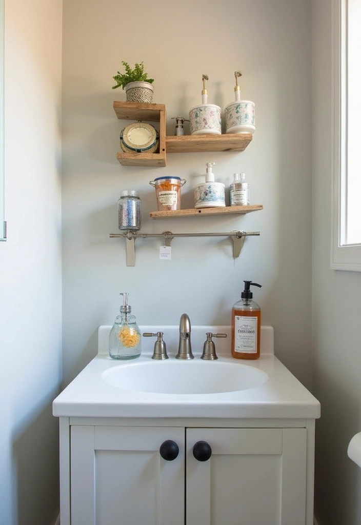 28 Small Powder Bathroom Ideas That Feel Expensive - 13. Functional Art
