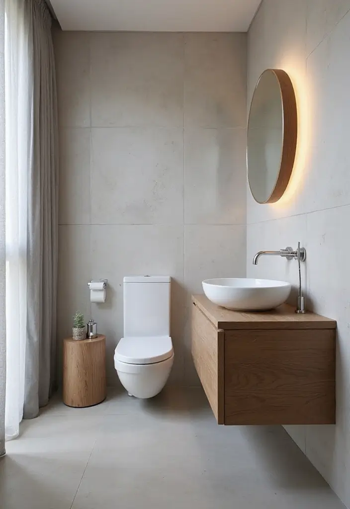 28 Small Powder Bathroom Ideas That Feel Expensive - 16. Floating Vanities