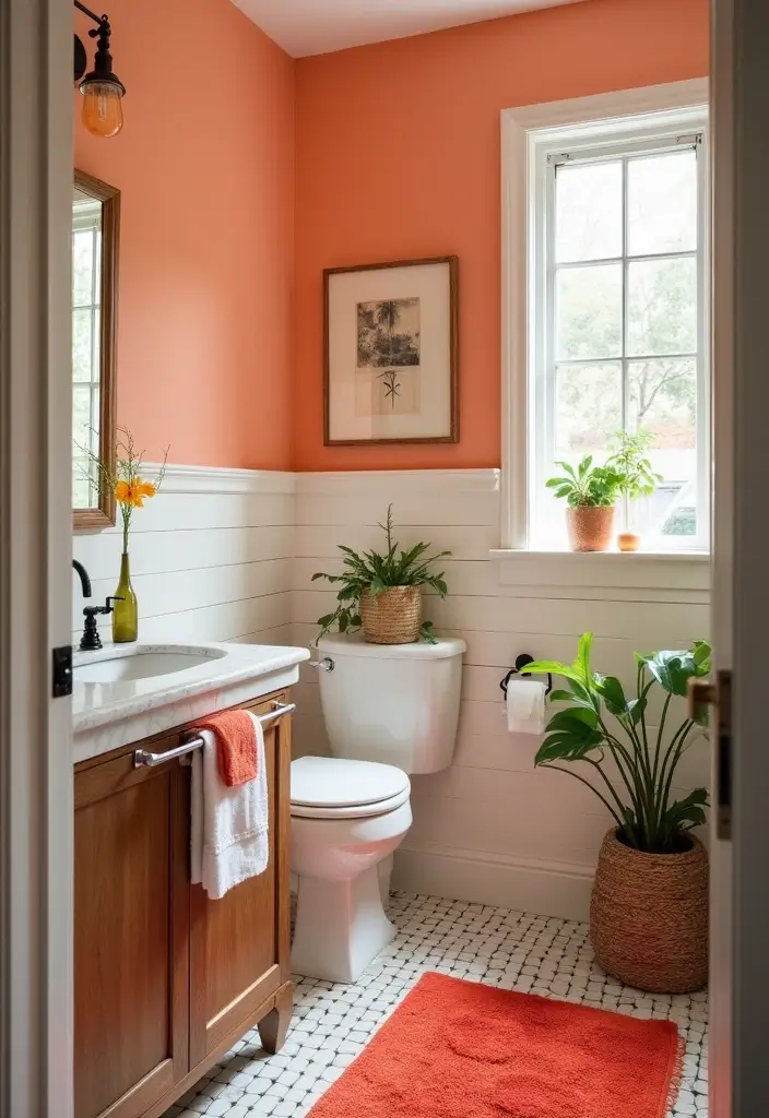 28 Small Powder Bathroom Ideas That Feel Expensive - 22. Bold Color Pops