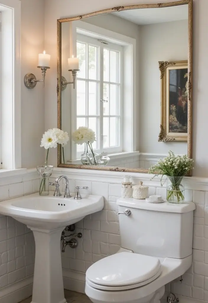 28 Small Powder Bathroom Ideas That Feel Expensive - 7. Mirrors with Style