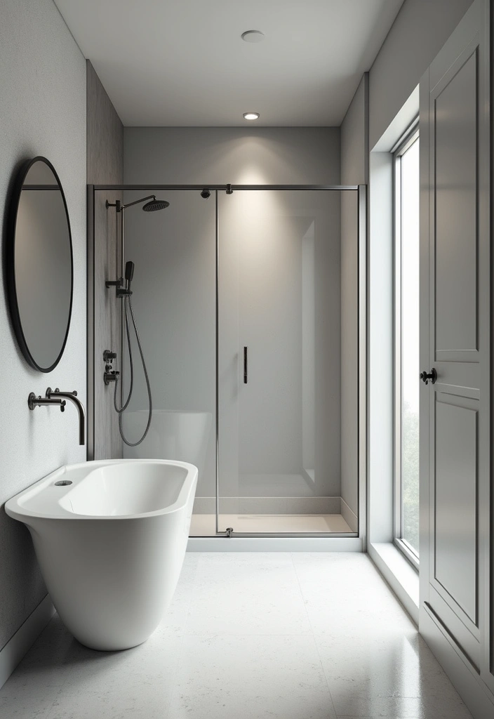 28 Steam Bathroom Ideas That Feel Spa-Worthy - 1. Monochromatic Elegance