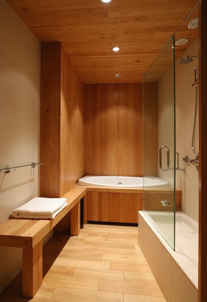 28 Steam Bathroom Ideas That Feel Spa-Worthy - 11. Built-in Seating