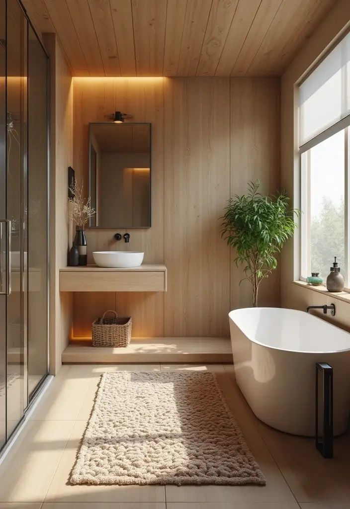28 Steam Bathroom Ideas That Feel Spa-Worthy - 14. Textured Rugs