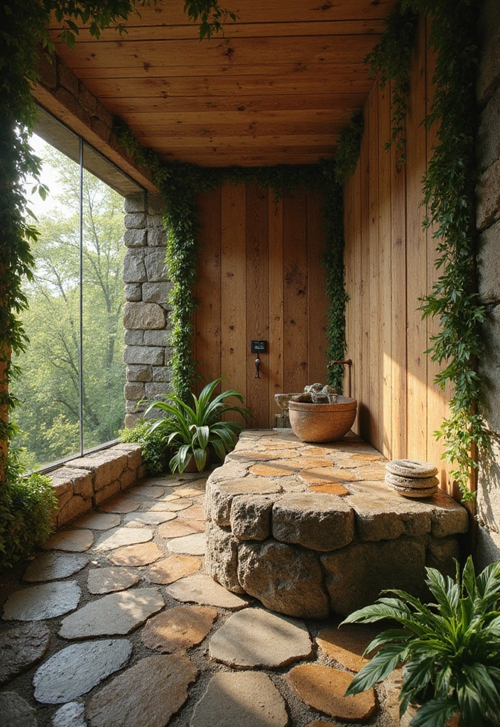 28 Steam Bathroom Ideas That Feel Spa-Worthy - 2. Nature-Inspired Retreat