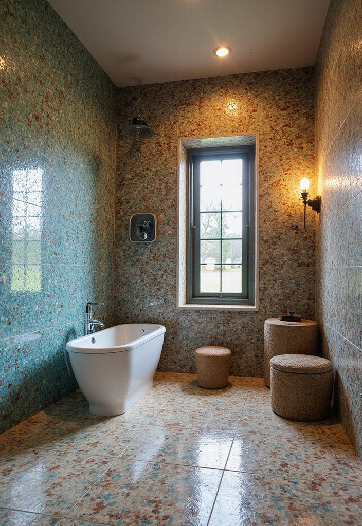 28 Steam Bathroom Ideas That Feel Spa-Worthy - 3. Luxurious Mosaic Tiles