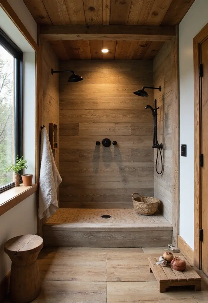 28 Timeless Bathroom Shower Tile Ideas That Age Gracefully - 11. Wood-Look Tiles