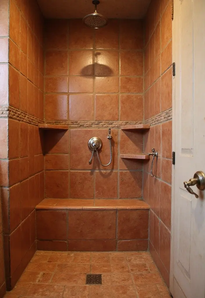 28 Timeless Bathroom Shower Tile Ideas That Age Gracefully - 18. Terracotta Tiles