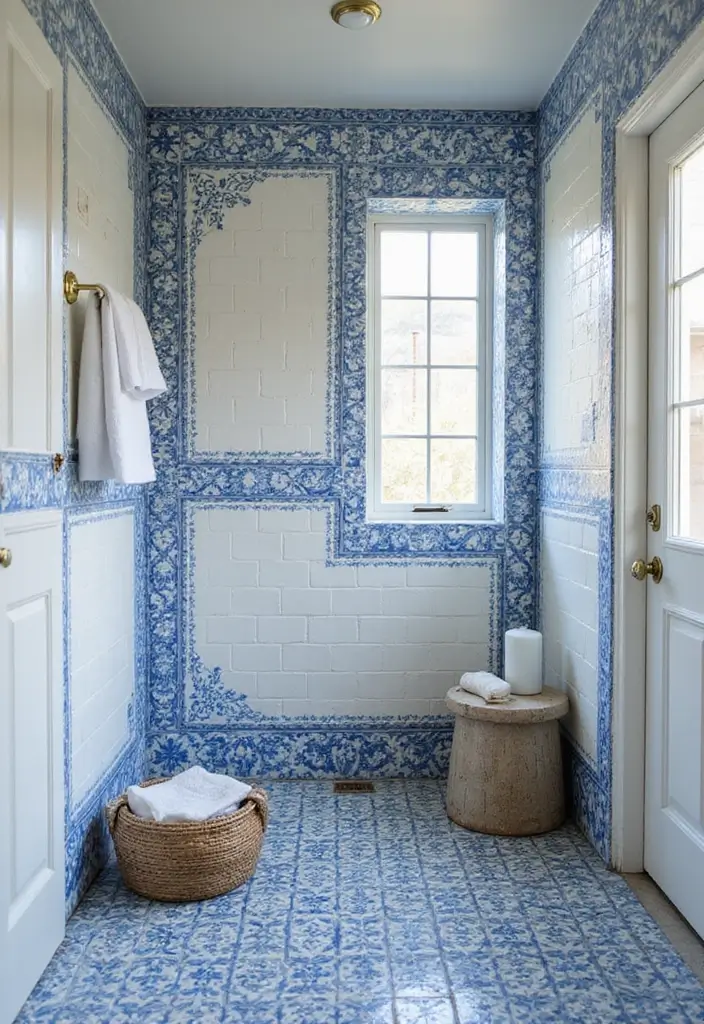 28 Timeless Bathroom Shower Tile Ideas That Age Gracefully - 20. Classic Blue and White Tiles