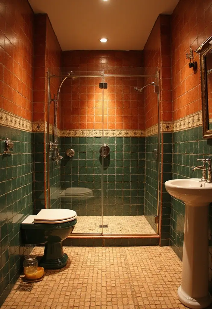 28 Timeless Bathroom Shower Tile Ideas That Age Gracefully - 22. Vintage Art Deco Tiles