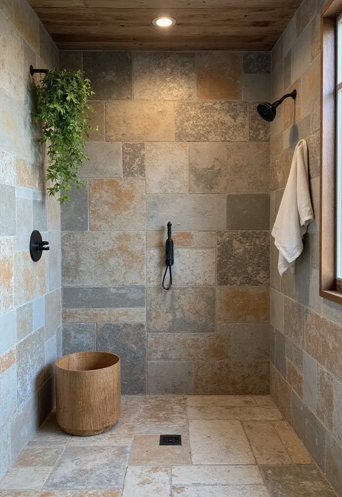 28 Timeless Bathroom Shower Tile Ideas That Age Gracefully - 24. Reclaimed Tiles