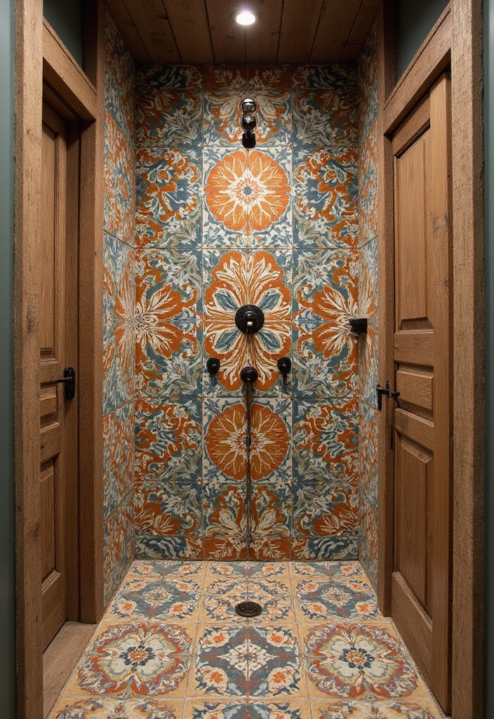 28 Timeless Bathroom Shower Tile Ideas That Age Gracefully - 5. Encaustic Cement Tiles