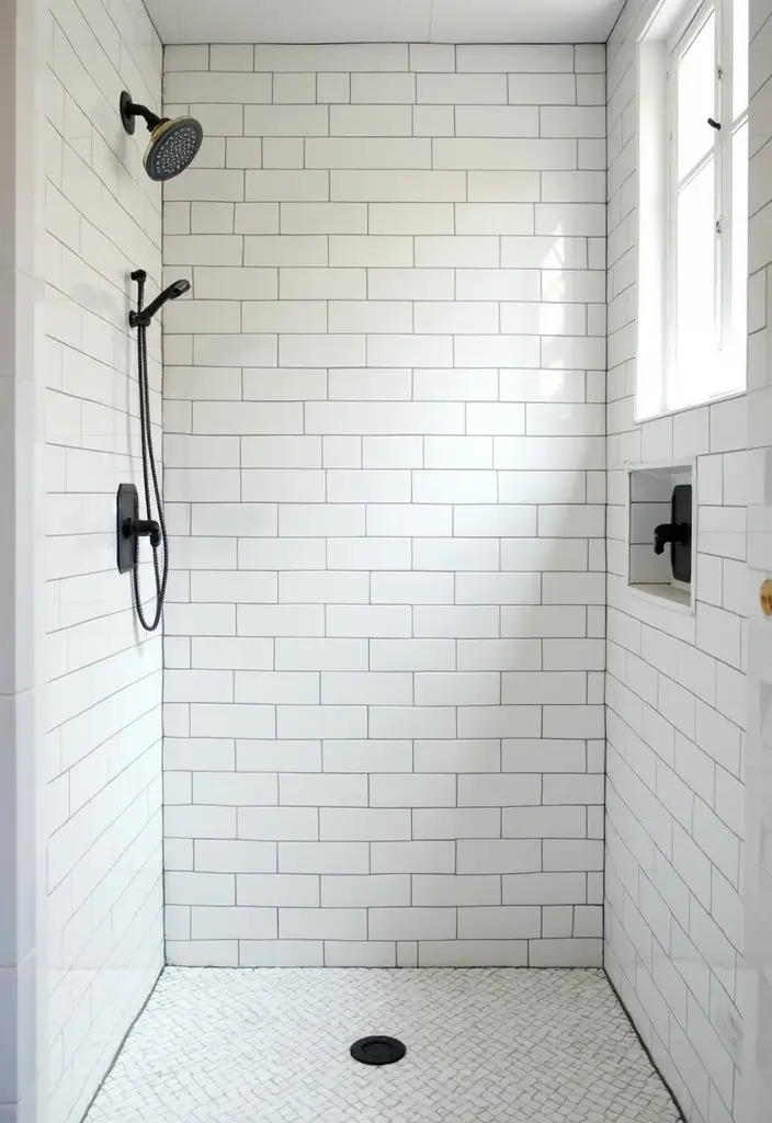 28 Timeless Bathroom Shower Tile Ideas That Age Gracefully - 7. Subway Tiles with Colored Grout