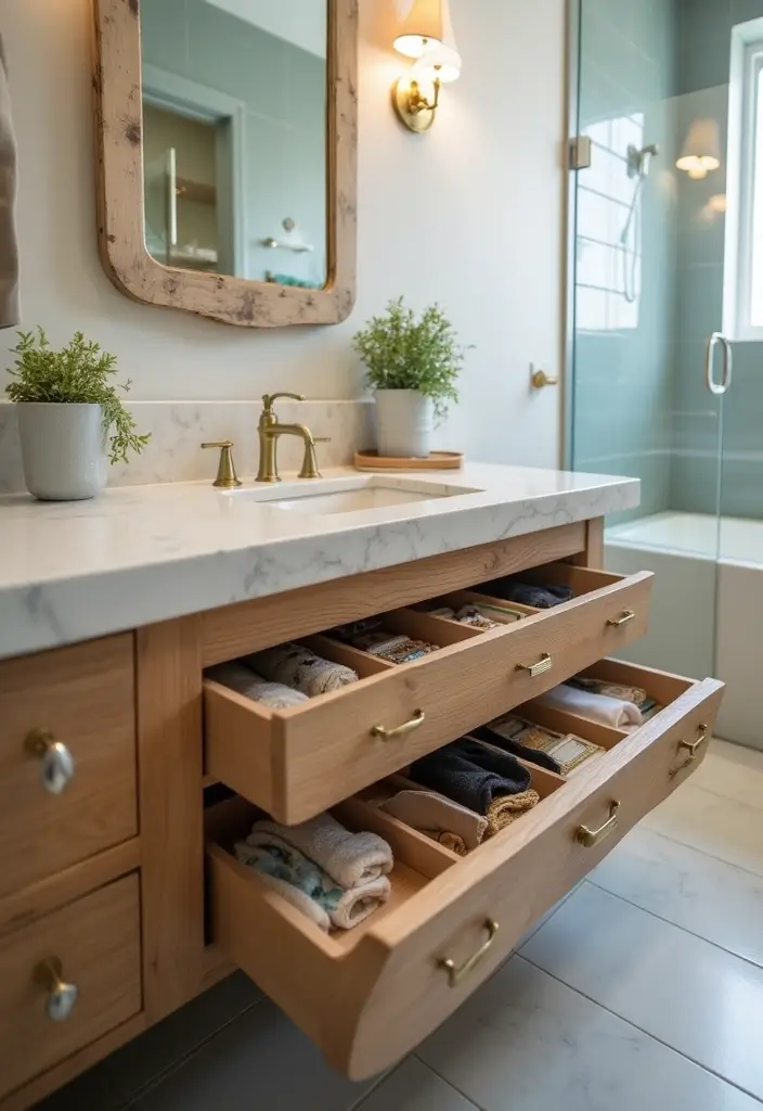 29 Bathroom Cabinet Ideas That Boost Functionality - 12. Multi-tiered Drawers