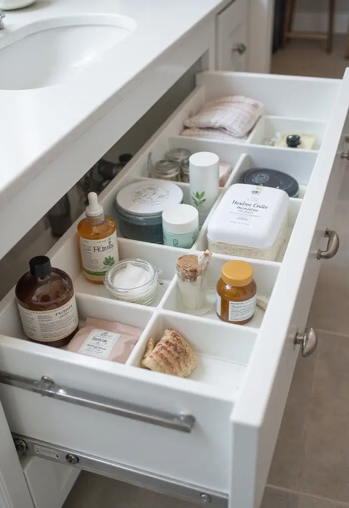 29 Bathroom Cabinet Ideas That Boost Functionality - 14. Sliding Drawer Organizers