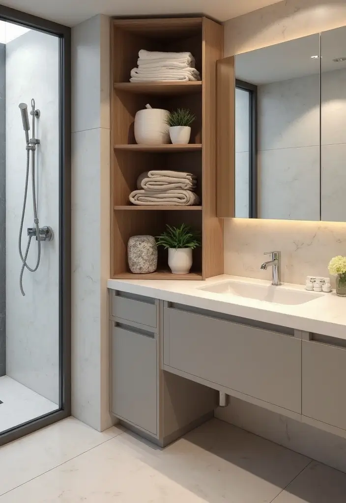 29 Bathroom Cabinet Ideas That Boost Functionality - 2. Corner Cabinets for Smart Storage