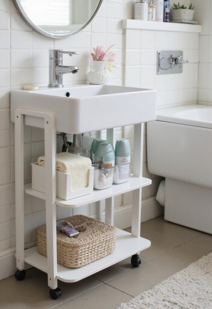 29 Bathroom Cabinet Ideas That Boost Functionality - 23. Mobile Storage Units