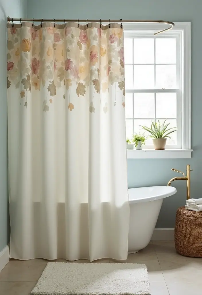 29 Bathroom Curtain Ideas That Add Privacy and Style - 18. Eco-Friendly Fabric Shower Liners