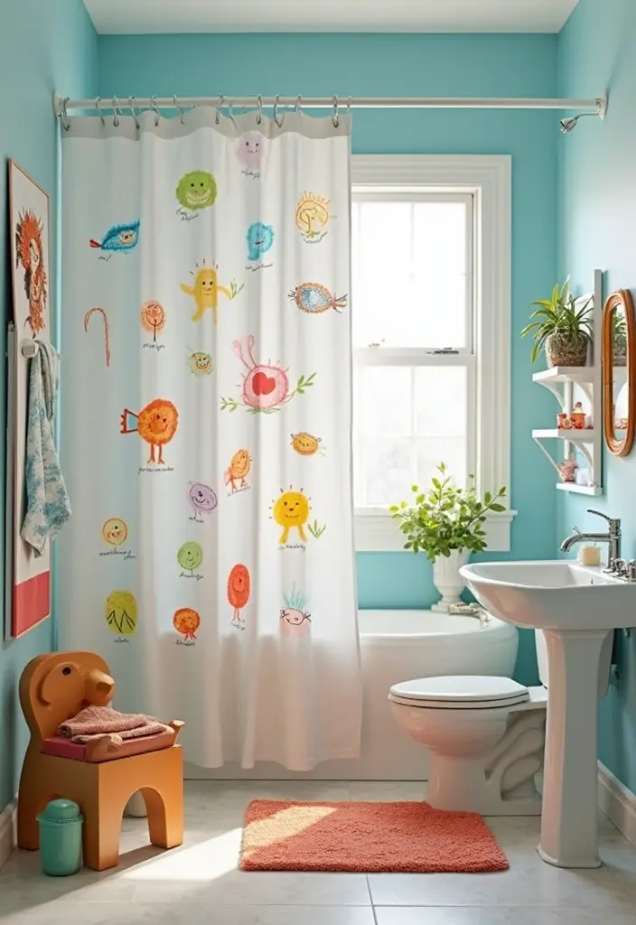 29 Bathroom Curtain Ideas That Add Privacy and Style - 26. Interactive Shower Curtain Kits