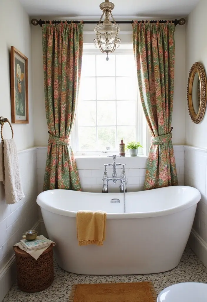 29 Bathroom Curtain Ideas That Add Privacy and Style - 27. Statement Curtain Hooks