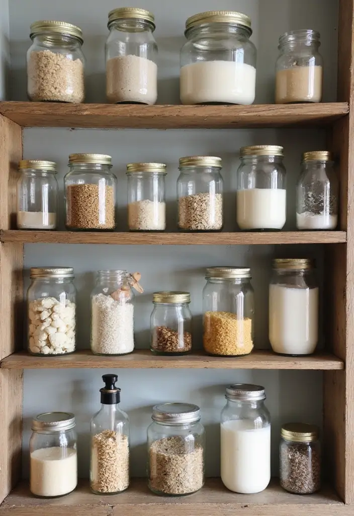 29 Bathroom Jars Ideas for Stylish Storage - 1. Vintage Glass Jars