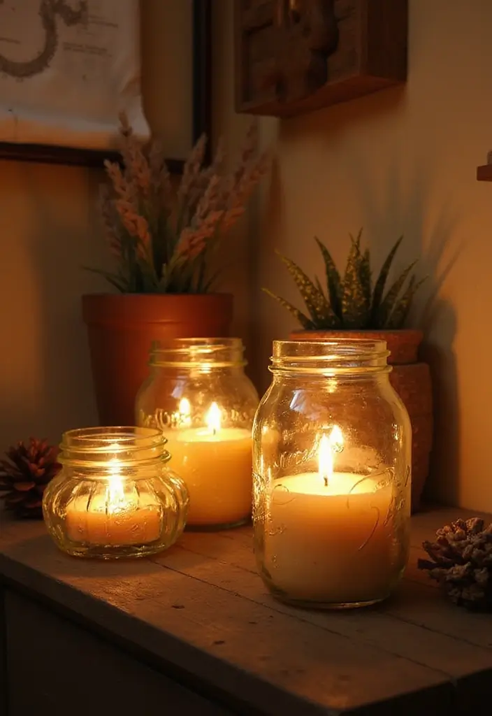 29 Bathroom Jars Ideas for Stylish Storage - 15. Glass Jar Candle Holders