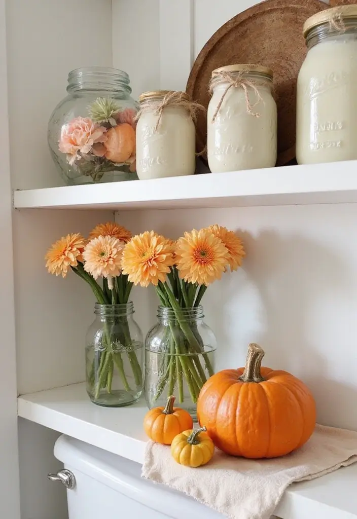 29 Bathroom Jars Ideas for Stylish Storage - 16. Seasonal Decor Jars