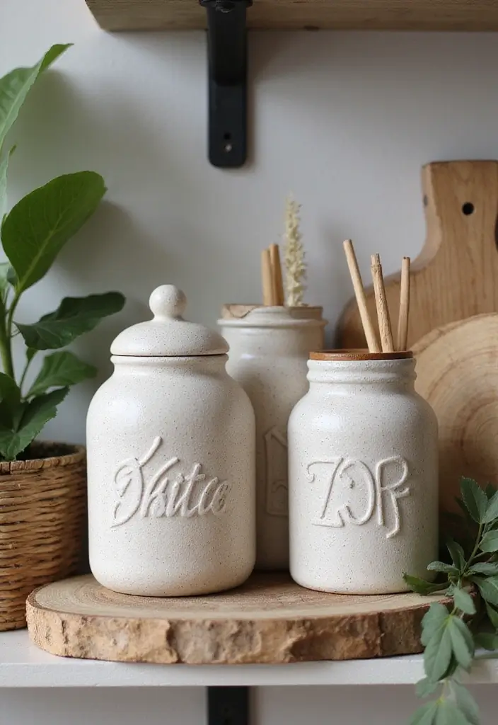 29 Bathroom Jars Ideas for Stylish Storage - 19. Decorative Stone Jars