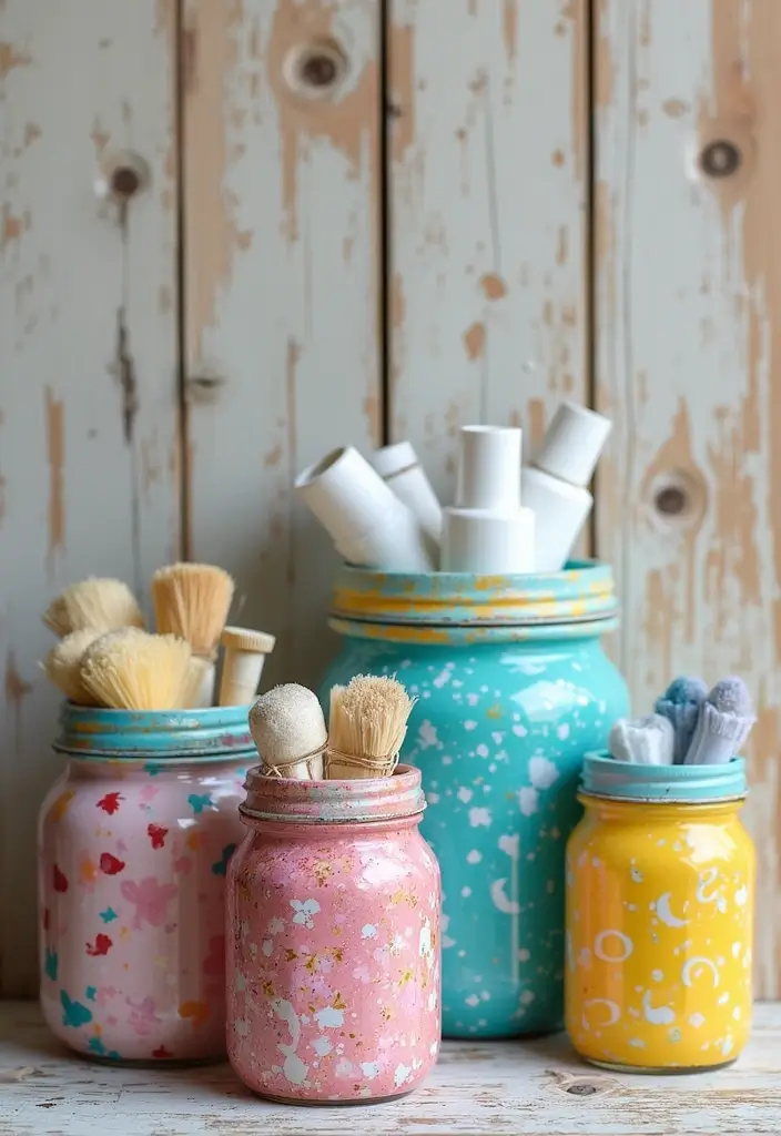 29 Bathroom Jars Ideas for Stylish Storage - 4. DIY Painted Jars