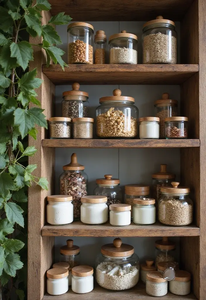 29 Bathroom Jars Ideas for Stylish Storage - 6. Rustic Wood and Jar Combination