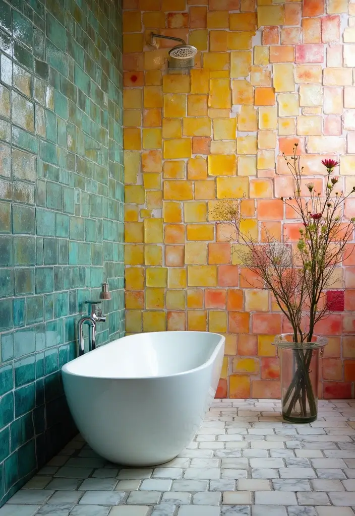 29 Bathroom Tiles Design Ideas for Small Spaces That Impress - 1. Recycled Glass Tiles