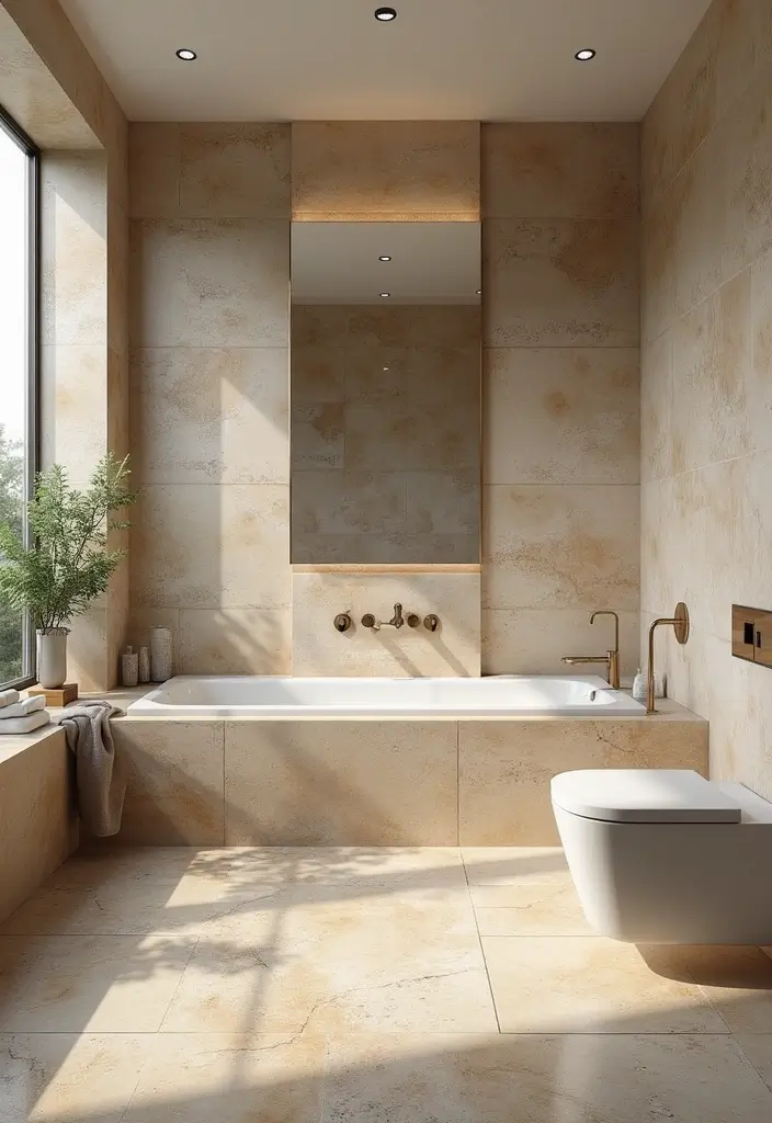 29 Bathroom Tiles Design Ideas for Small Spaces That Impress - 12. Natural Stone Tiles