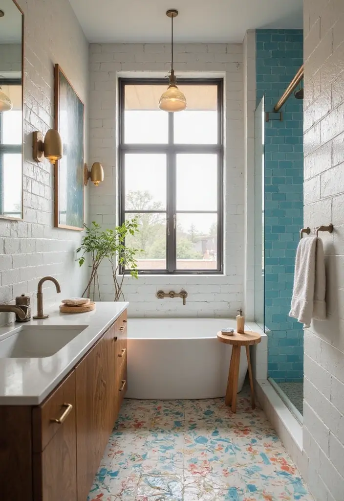 29 Bathroom Tiles Design Ideas for Small Spaces That Impress - 17. Bold Accent Tiles