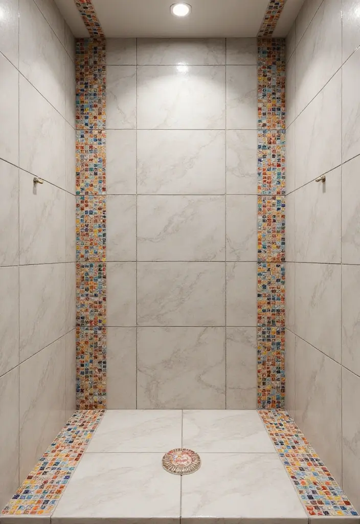 29 Bathroom Tiles Design Ideas for Small Spaces That Impress - 25. Colorful Grout Lines