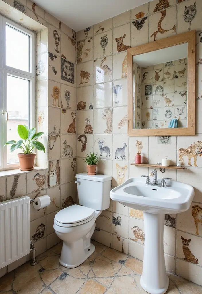 29 Bathroom Tiles Design Ideas for Small Spaces That Impress - 29. Fun Animal Print Tiles