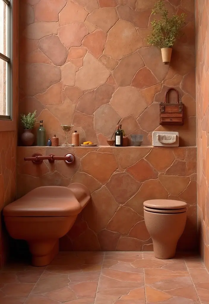 29 Bathroom Tiles Design Ideas for Small Spaces That Impress - 3. Terracotta Tiles