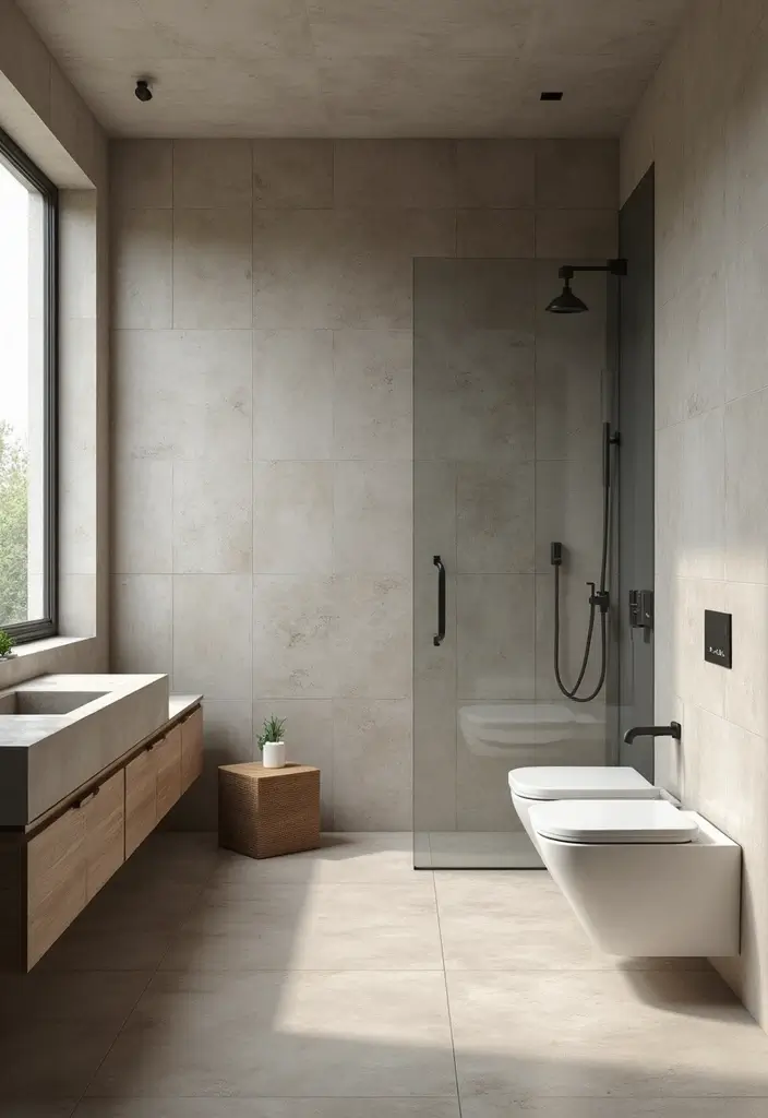 29 Bathroom Tiles Design Ideas for Small Spaces That Impress - 7. Eco-Friendly Concrete Tiles