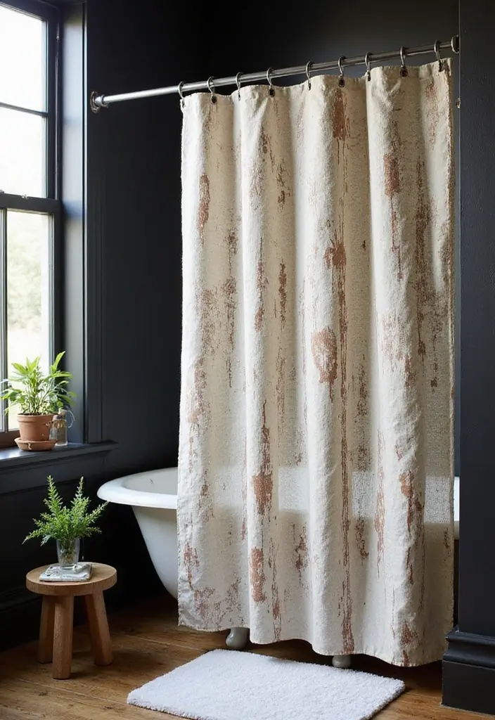 29 Black Farmhouse Bathroom Ideas That Blend Rustic and Modern - 11. Stylish Shower Curtains