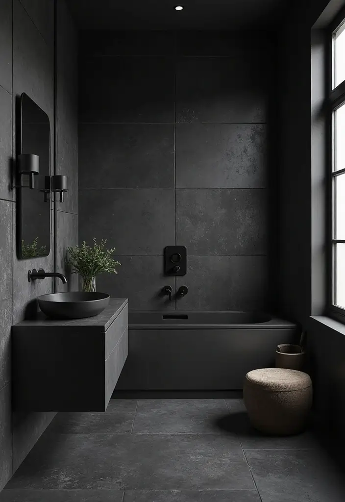 29 Black Farmhouse Bathroom Ideas That Blend Rustic and Modern - 15. Monochromatic Color Scheme