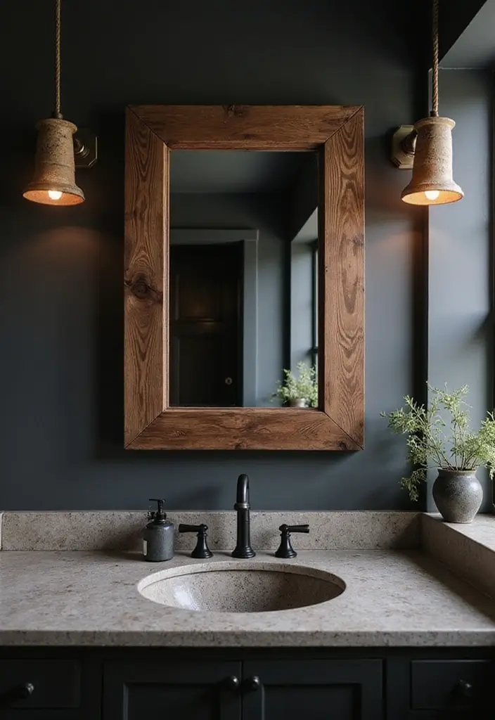 29 Black Farmhouse Bathroom Ideas That Blend Rustic and Modern - 16. Rustic Mirrors