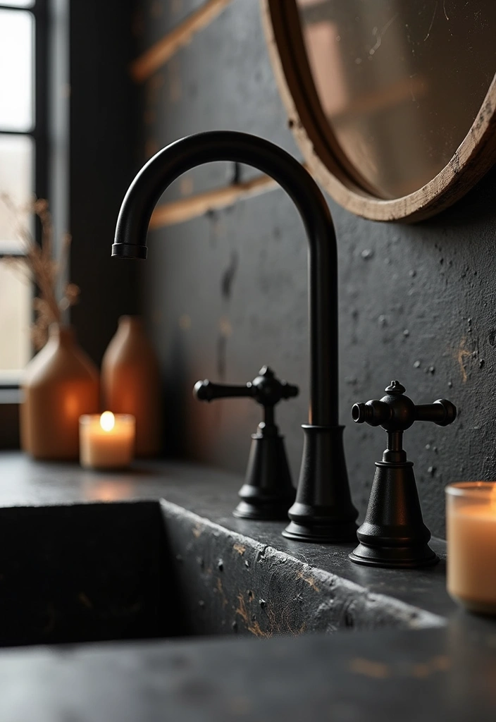 29 Black Farmhouse Bathroom Ideas That Blend Rustic and Modern - 27. Unique Faucet Designs